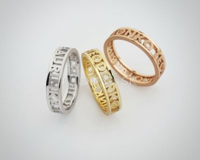 Prstene s menami Vašich detí vyrábame na objednávku v zlate aj striebre